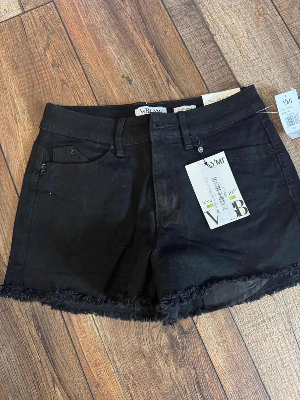 VM Black Frayed Hem Denim Shorts
